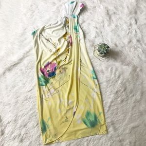 Le Chateau Floral Yellow Dress NWT